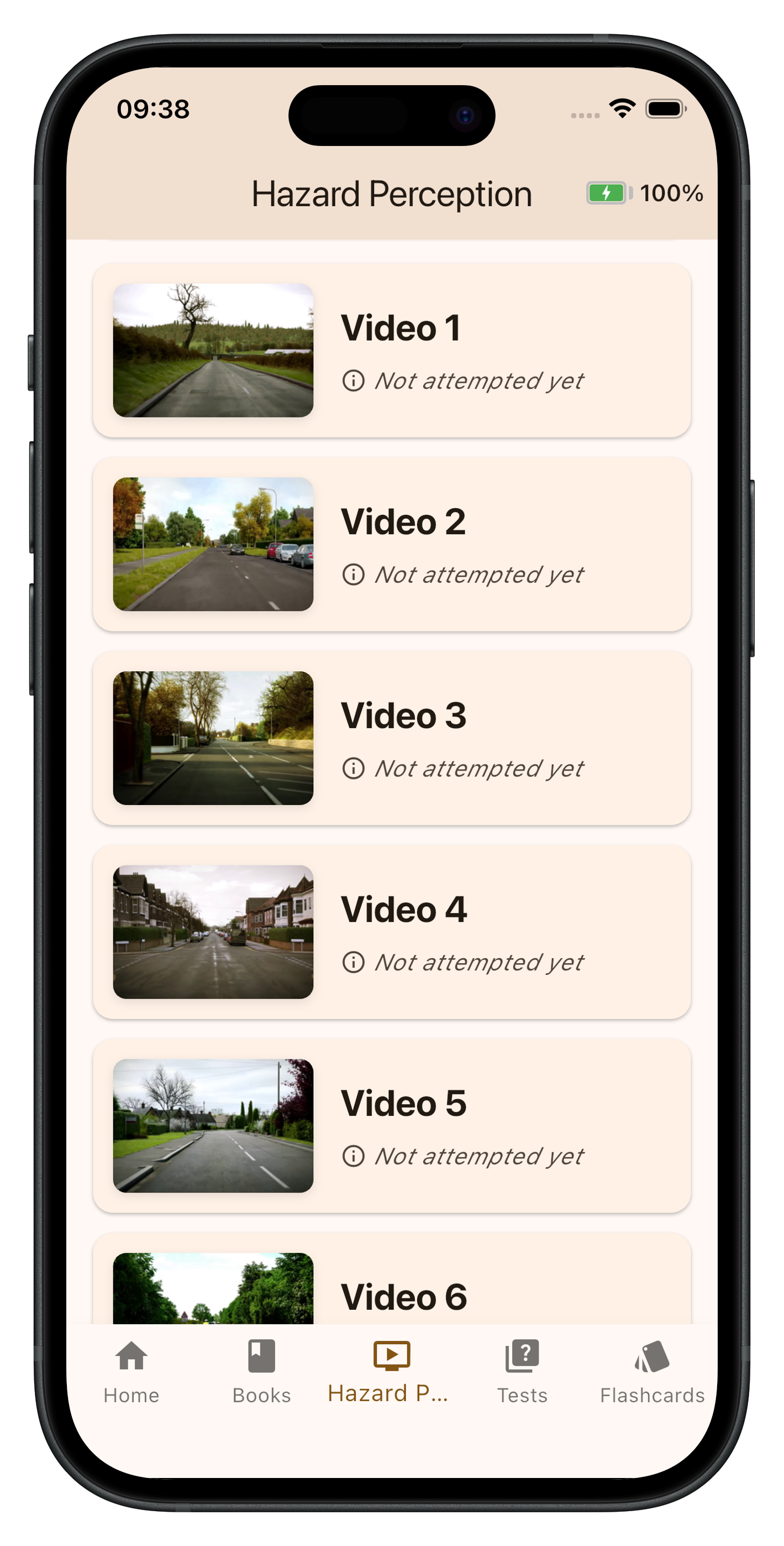 Cars on a road for hazard perception practice